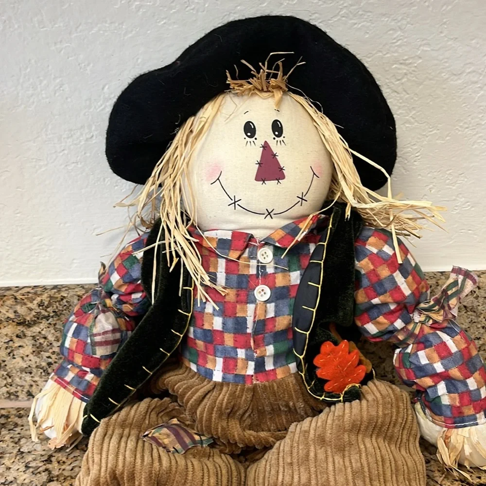 Plaid Scarecrow Doll with Black Hat
